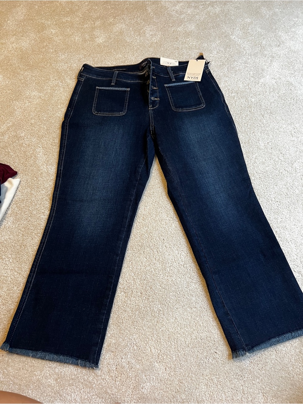 NYDJ Dark Indigo Wide-Leg High-Rise Jeans